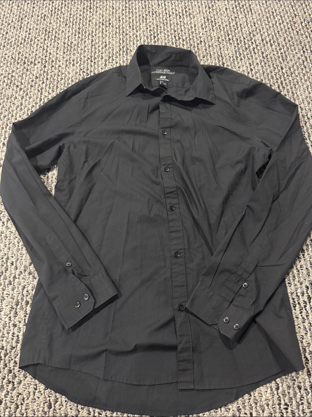H&M Men's Black Long-Sleeve Dress Shirt
